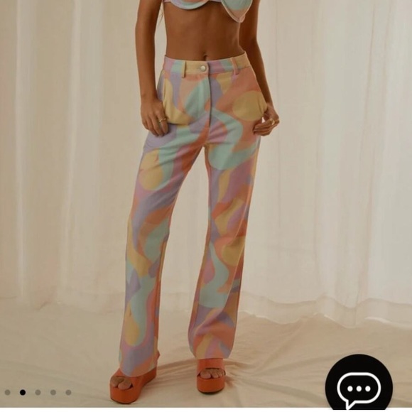 Peppermayo jeans size 4 Keep Your Heart pastel pattern colorful high waist - Picture 1 of 7